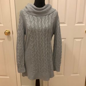 Calvin Klein Light Blue Cowl Neck Cable Knit Sweater- Size L